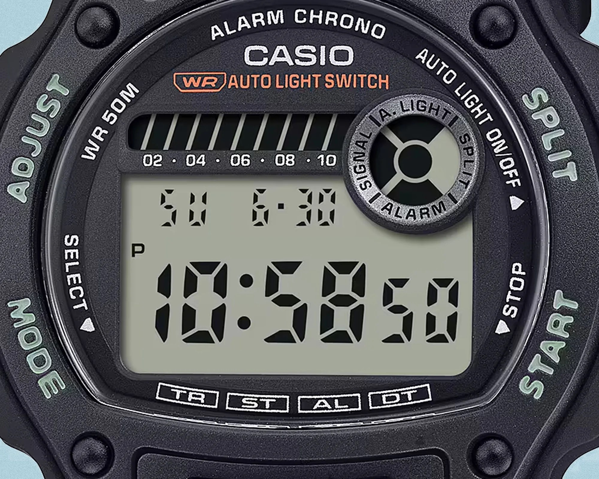 Casio W220H dial closeup