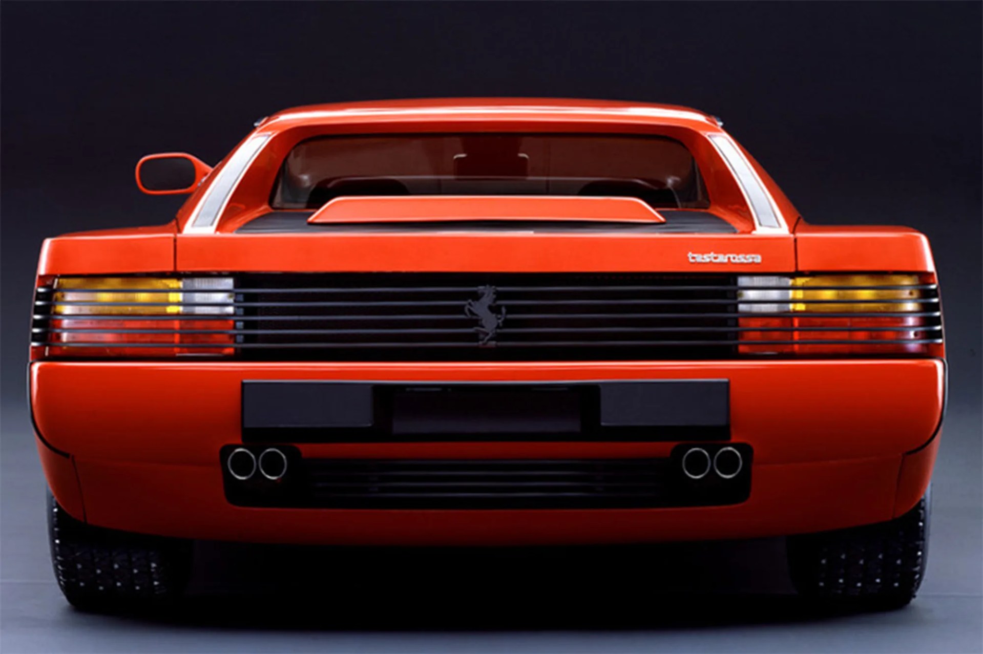 rear shot of ferrari testarossa closeup