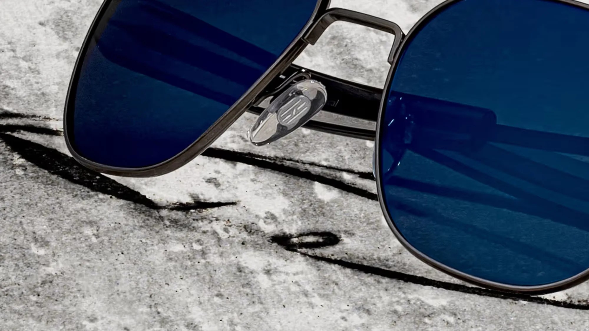 American Optical Original Pilot Blue Moon Sunglasses closeup