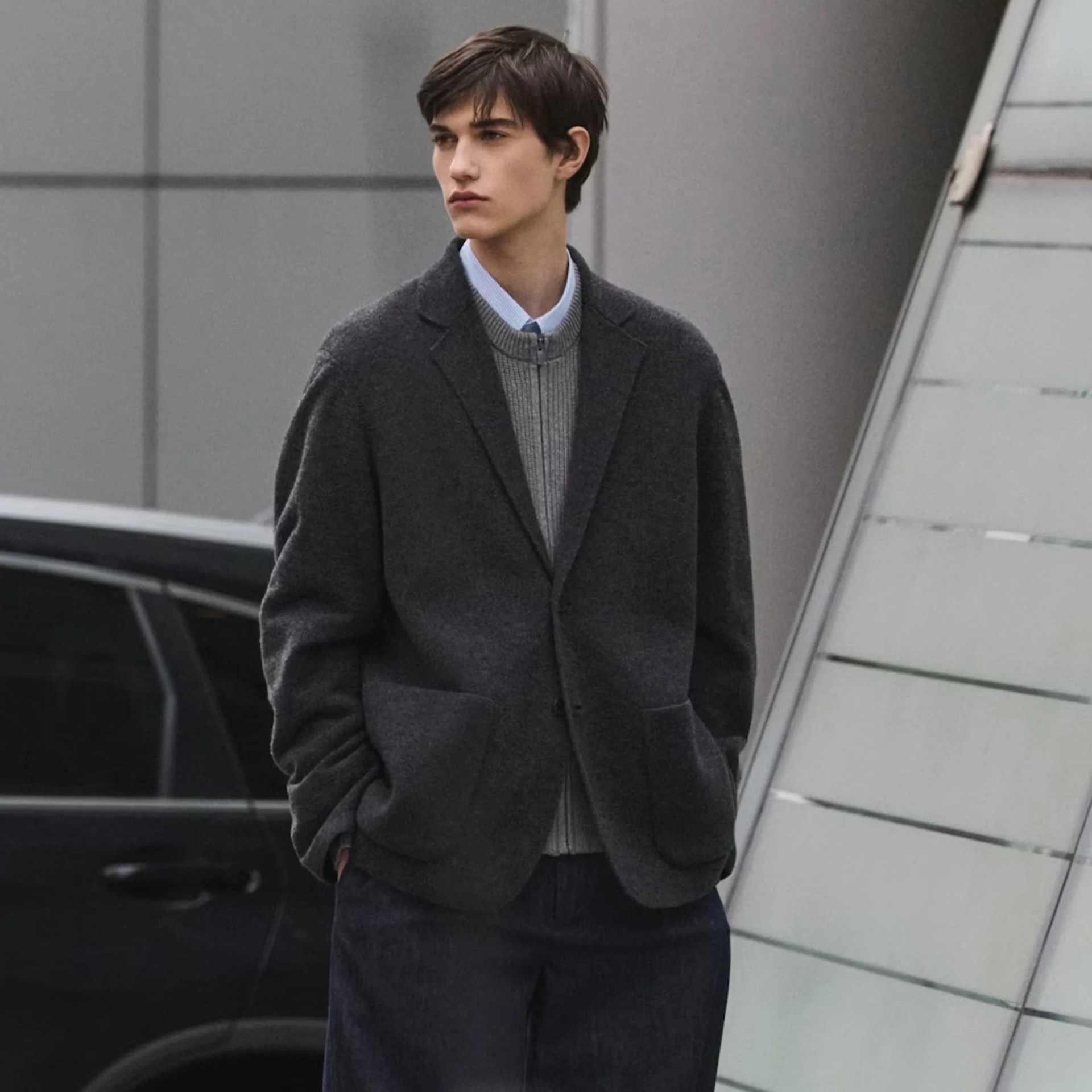 a man wearing uniqlo clothing