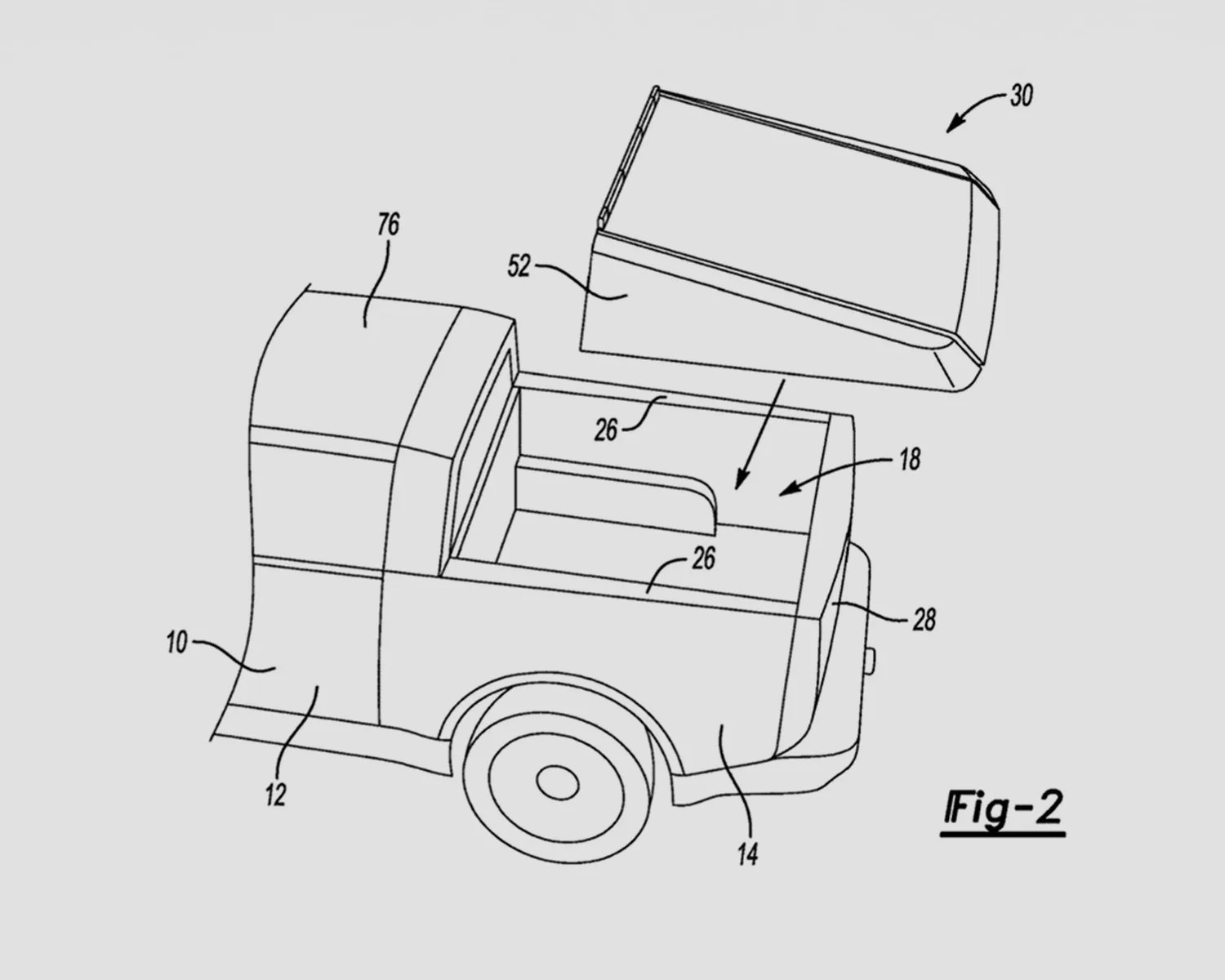 a patent drawing of a pickup truck rooftop tent design removed