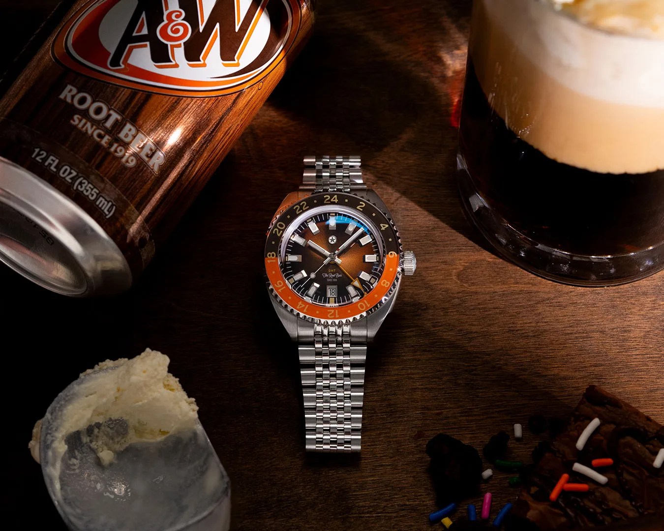 Jack Mason Strat O Timer watch Rootbeer Collab