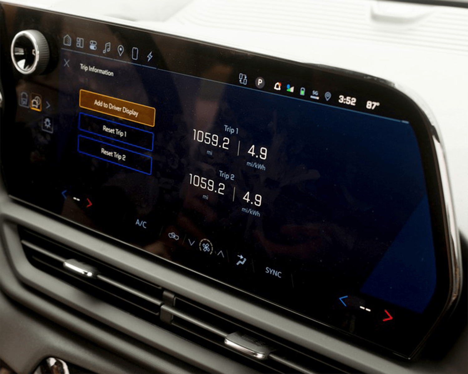 a photo of an electric chevrolet truck dashboard