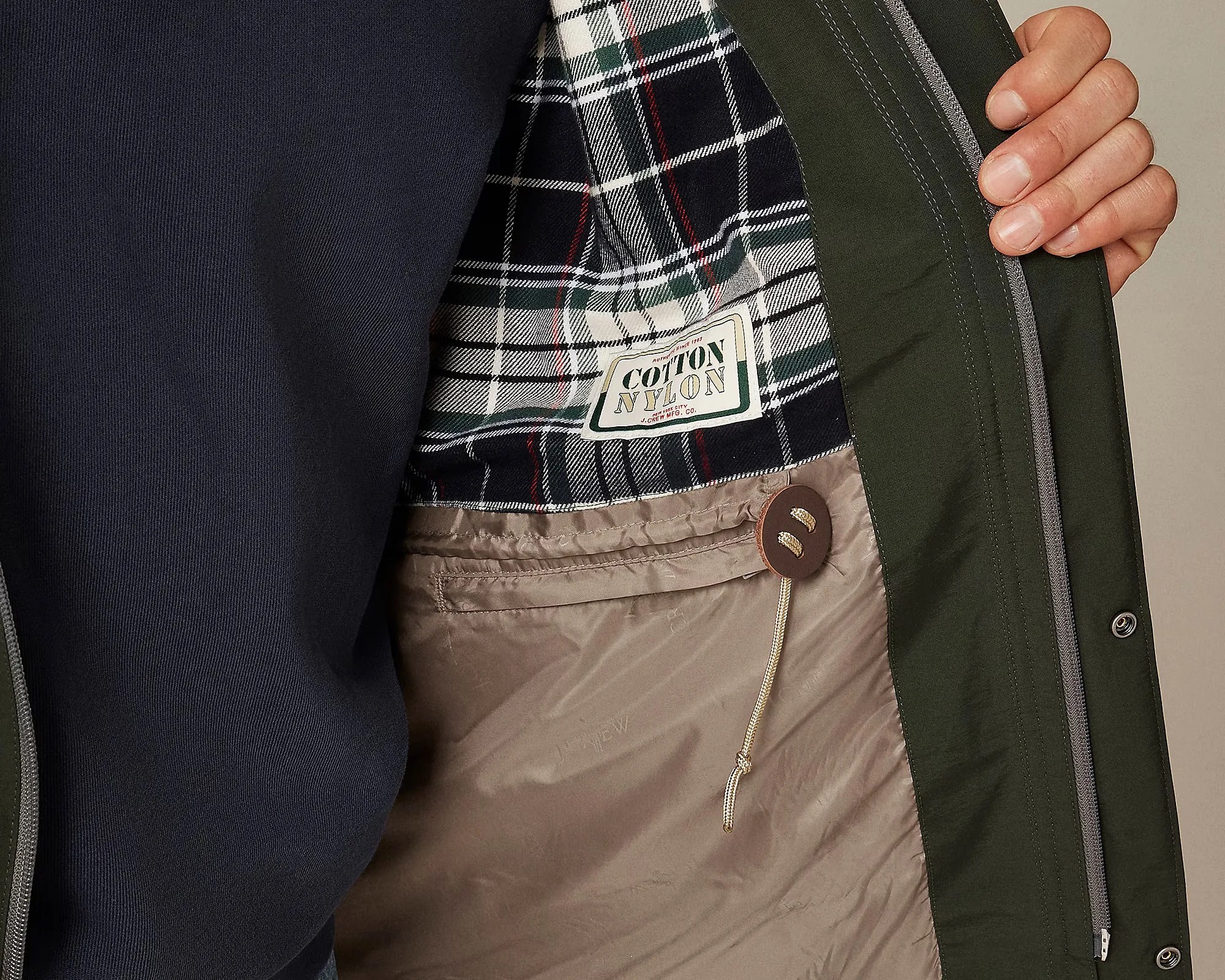 the inside of a J.Crew barn jacket