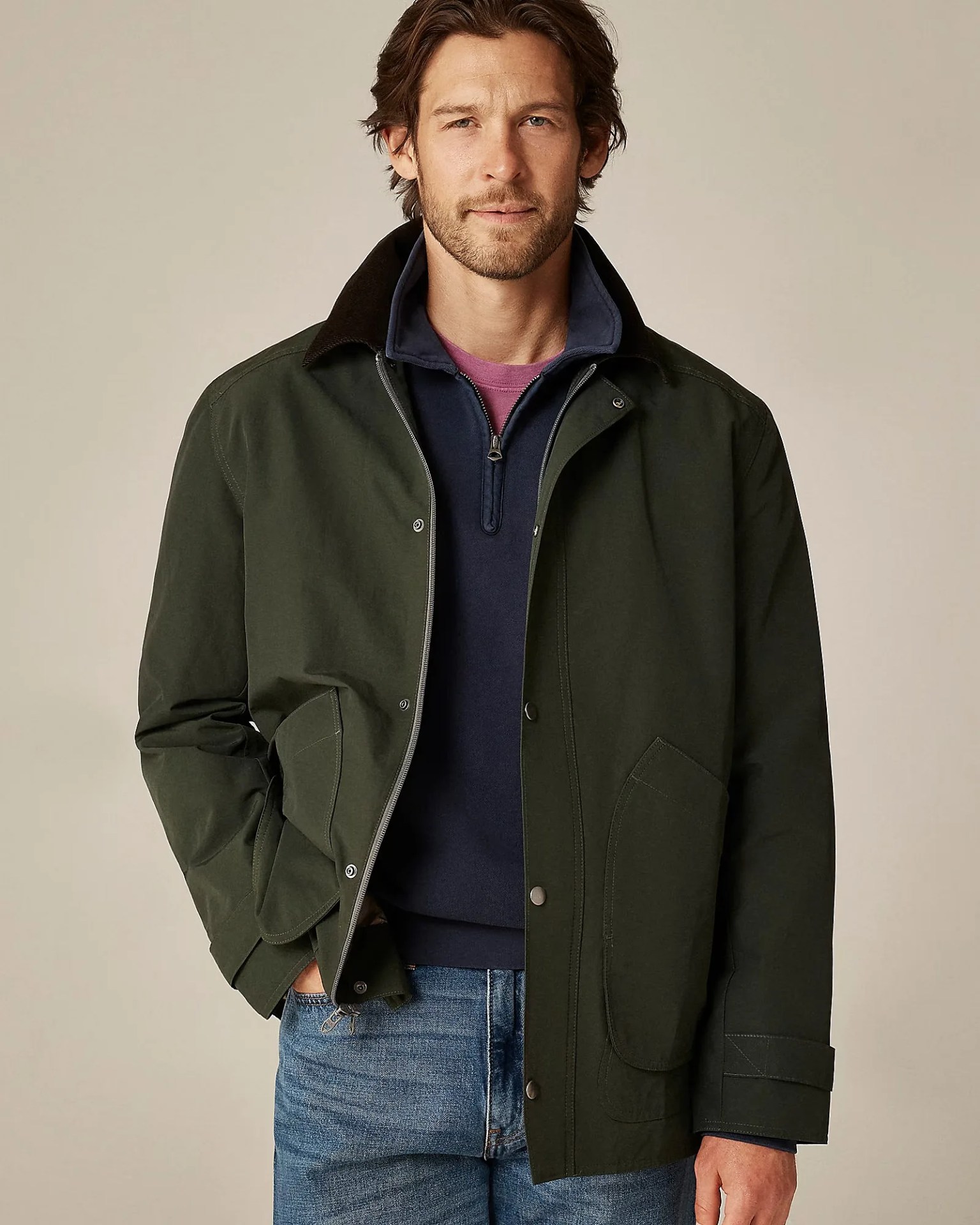 a man wearing a J.Crew barn jacket