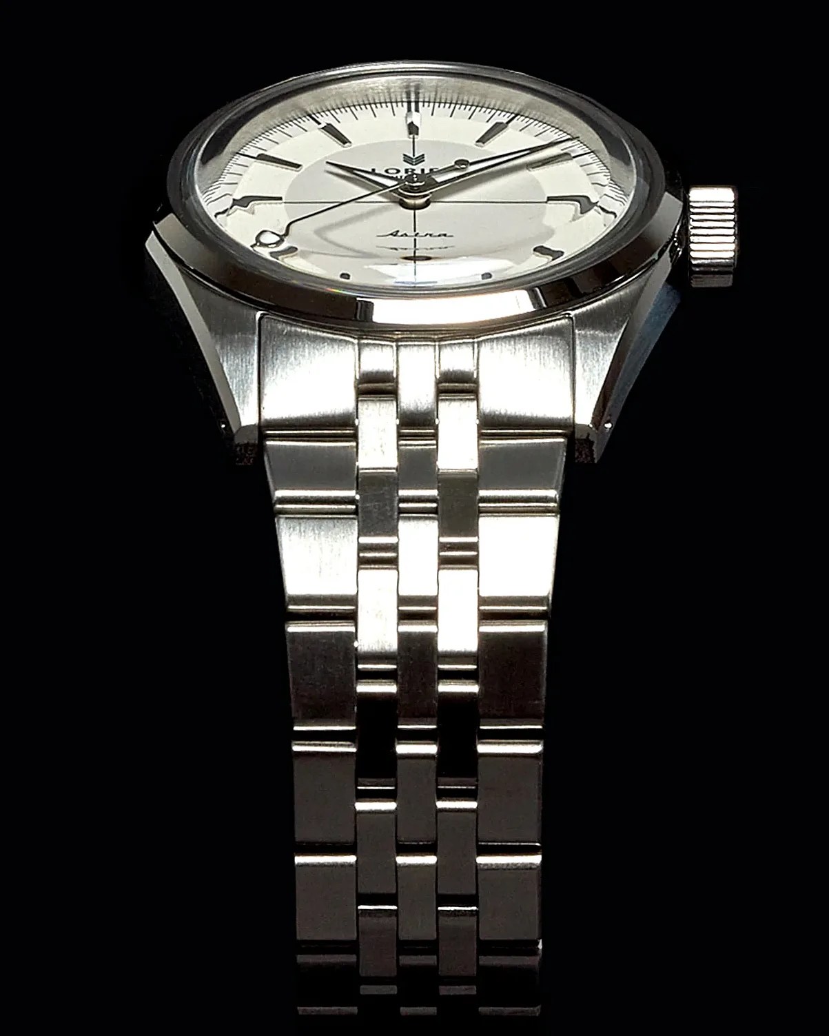 a Lorier watch case and bracelet