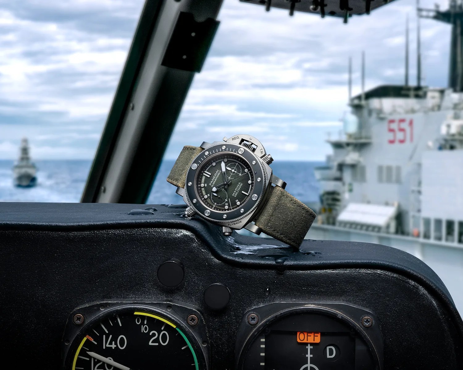 a panerai watch on a naval ship