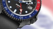 a closeup of a seiko pepsi gmt watch