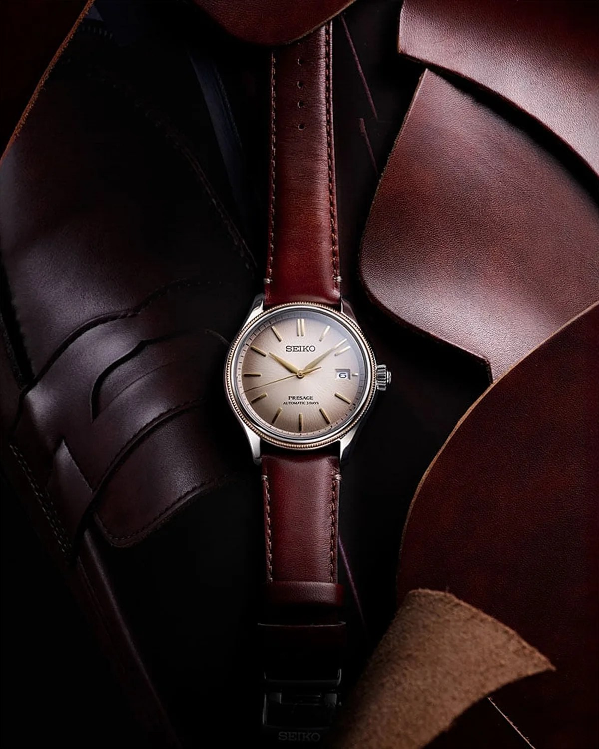 SEIKO Dolce-Exquisite ゴールド レザー Seiko Dolce SAKV864 Vintage Stainless Steel Gold Quartz Mens