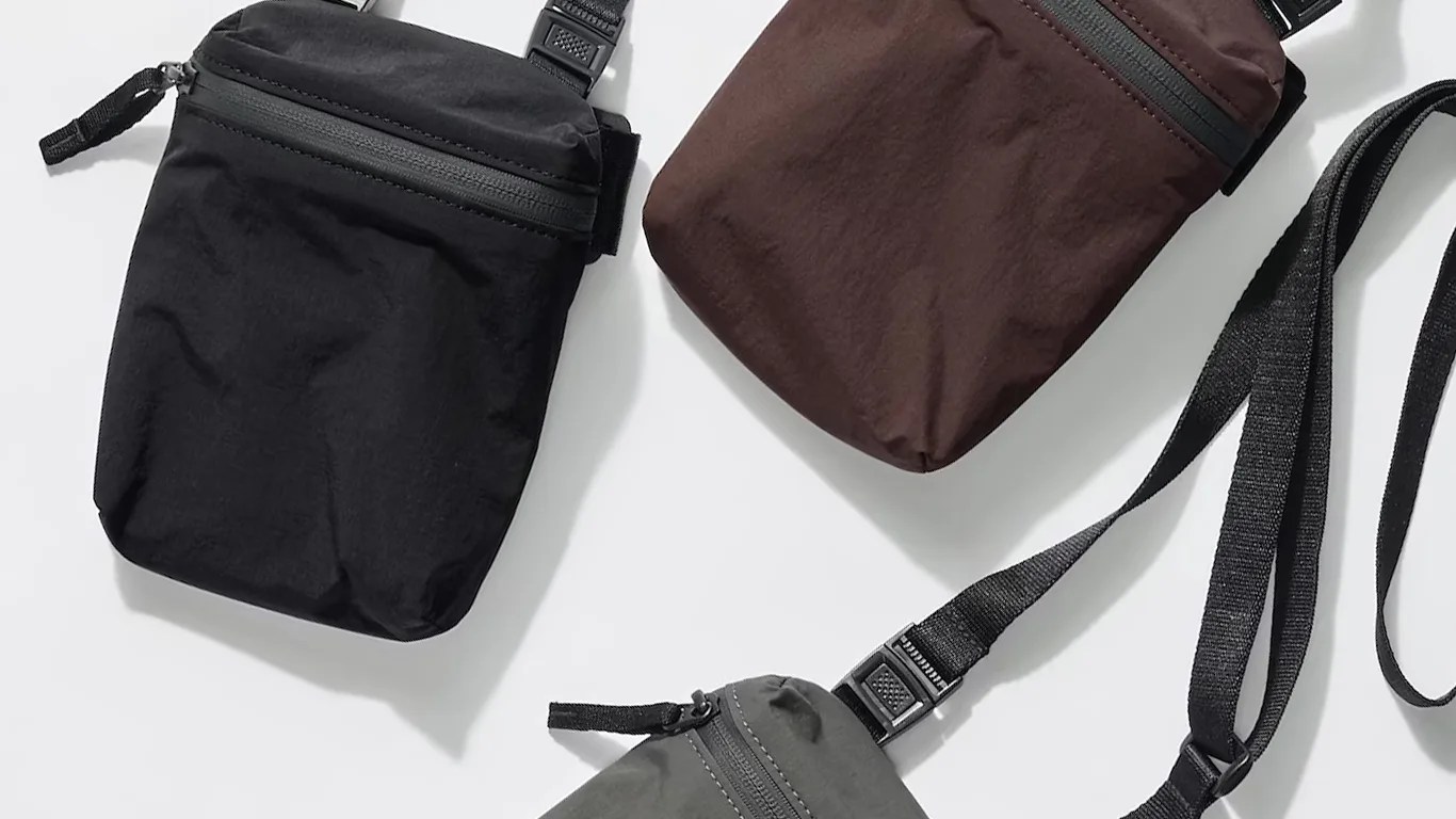 a closeup of three uniqlo mini bags