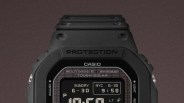 Black Casio digital watch face showing date Sunday 6-30 and time 9:58 with multi-band 6 and tough solar features.