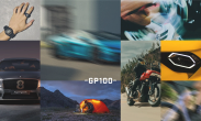 Collage featuring a digital wristwatch and ring on a hand, a blurred blue race car with "GP100" text, a person tying white Adidas sneakers, a black Bentley Supersports front view, a person camping in an orange tent at dusk, a motorcyclist riding on a mountain road, and a close-up of a yellow car's hexagonal headlight.