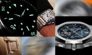 Collage of luxury watches including a luminous diver's watch, a Cartier Santos with Roman numerals, a Jaeger-LeCoultre Reverso with a mesh strap, and an Audemars Piguet Royal Oak chronograph with a blue textured dial.