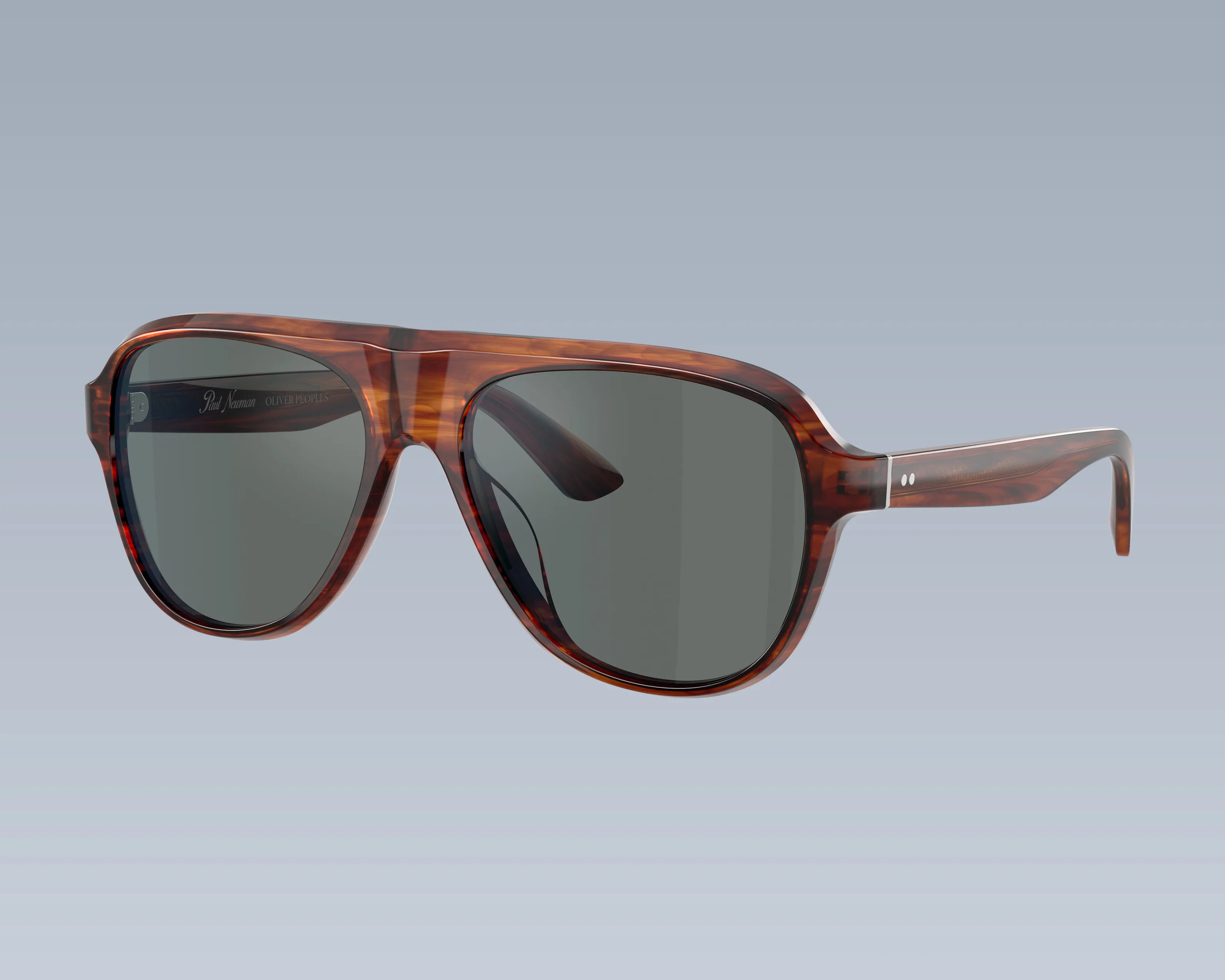 Brown tortoiseshell acetate sunglasses with dark lenses and a slightly rounded square frame.