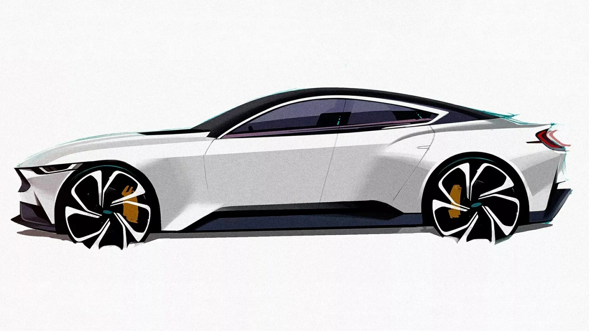 Sleek white sports car with black roof and large black-and-white alloy wheels shown in side profile.