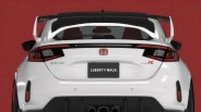 rear end of white honda civic type r hatchback