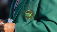 Green Masters Tournament jacket with embroidered logo of the United States and a golf flag on the chest.