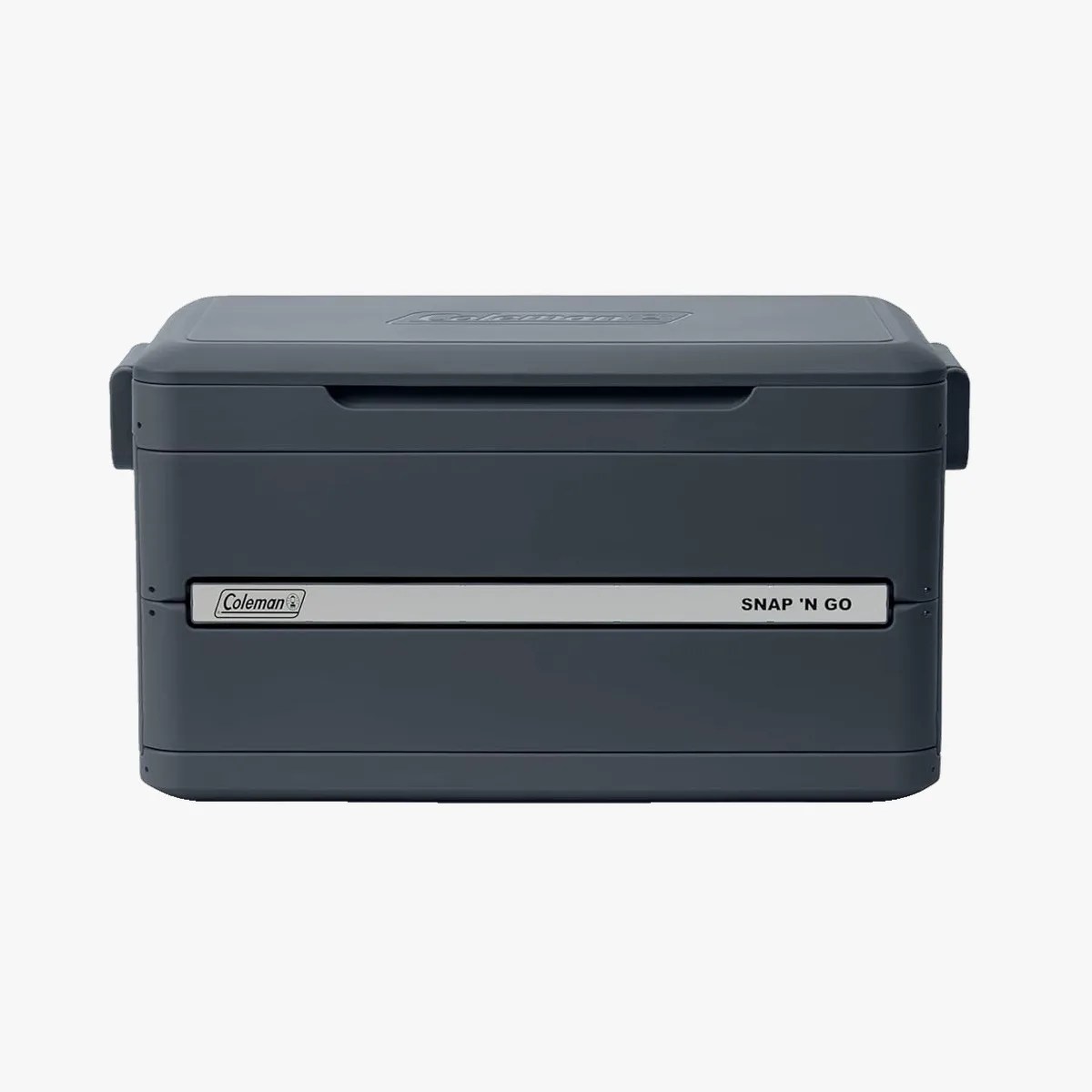 Dark gray Coleman Snap 'N Go cooler with a rectangular shape and a handle slot on top.
