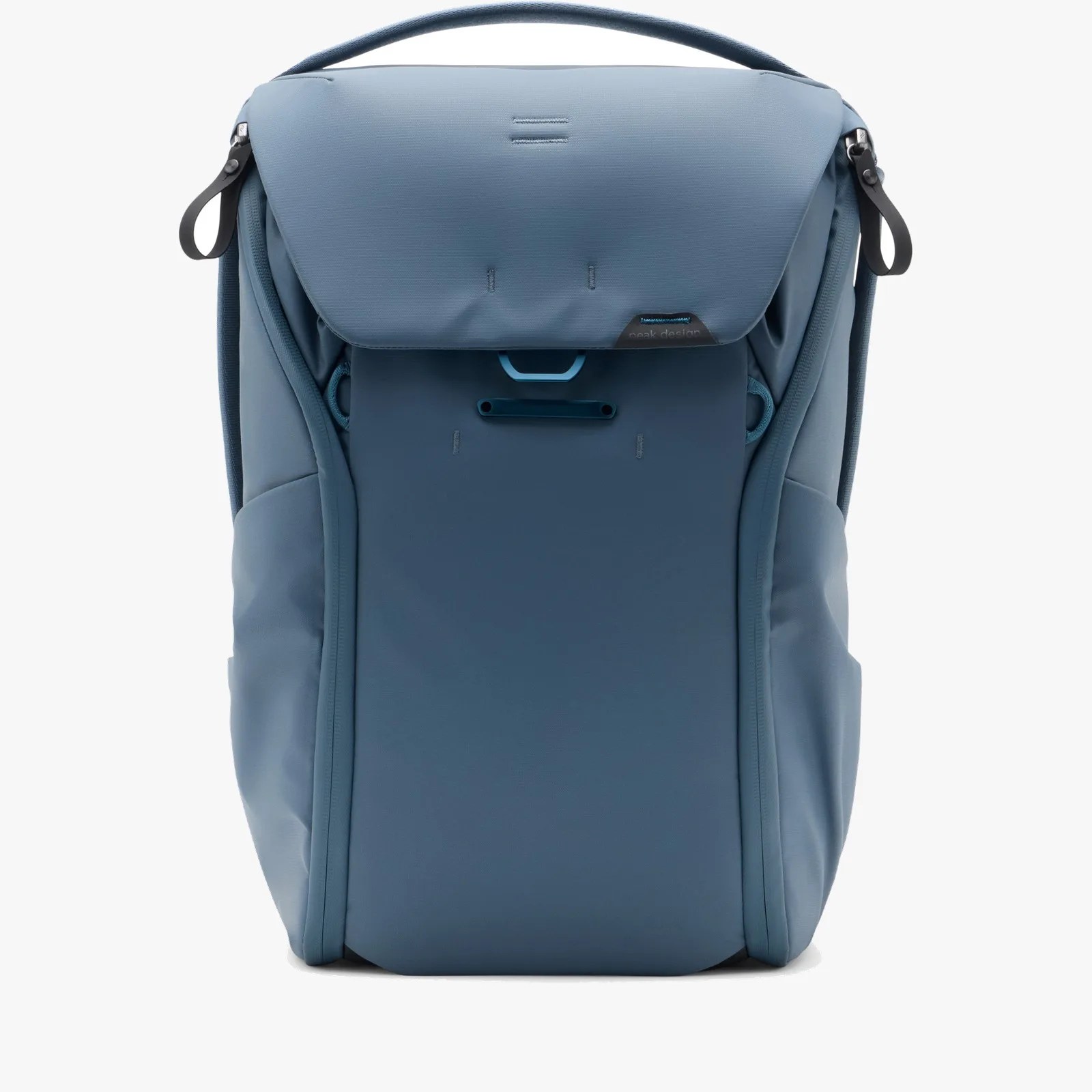 Blue Peak Design backpack with a top handle and front flap closure.