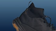 Black high-top Terrex hiking shoe with knit ankle collar and Continental rubber sole.