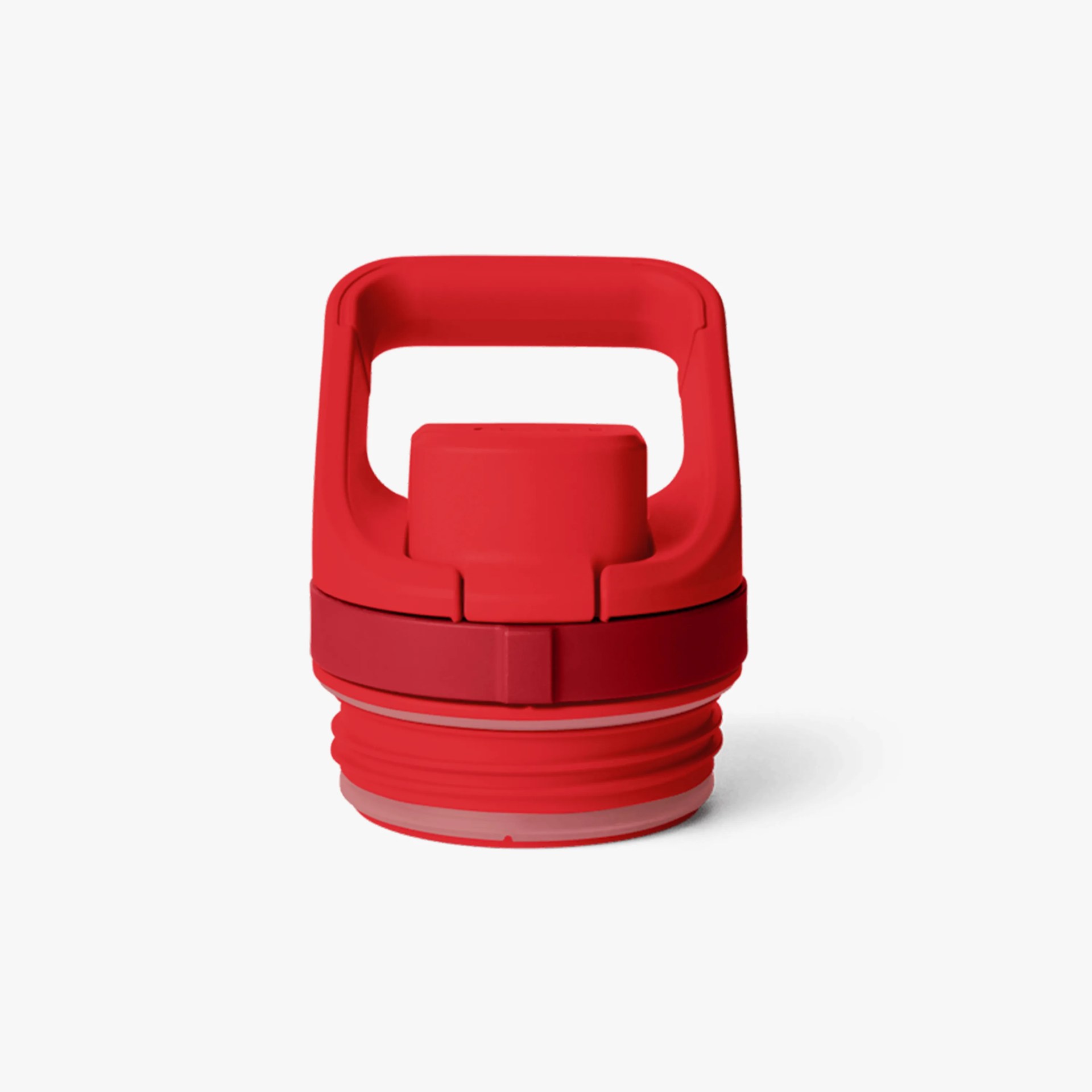 Red plastic bottle cap with a rectangular handle and a flip-top spout.