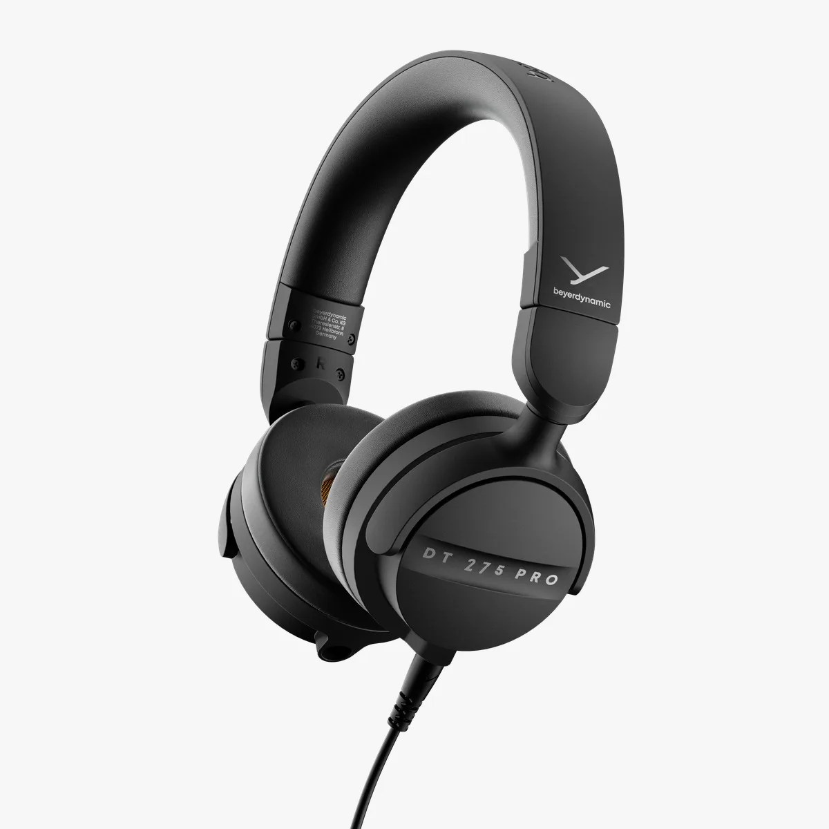 Black Beyerdynamic DT 275 Pro over-ear wired headphones with padded headband and ear cups.
