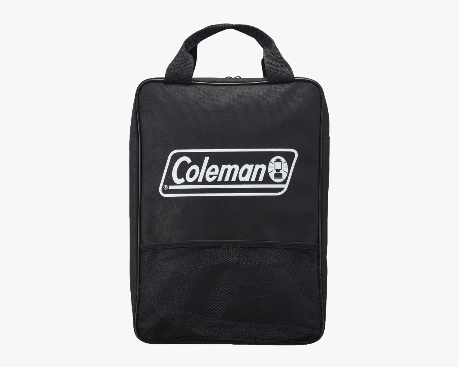 Black rectangular Coleman carrying bag with handles and a front mesh pocket.