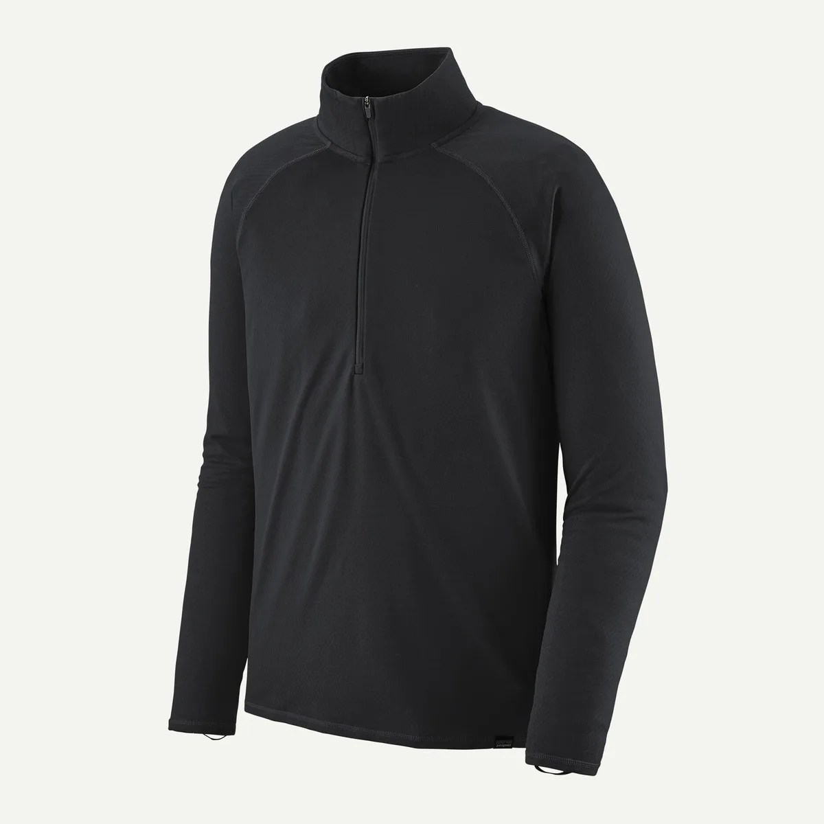 Black long-sleeve quarter-zip pullover with a stand-up collar.