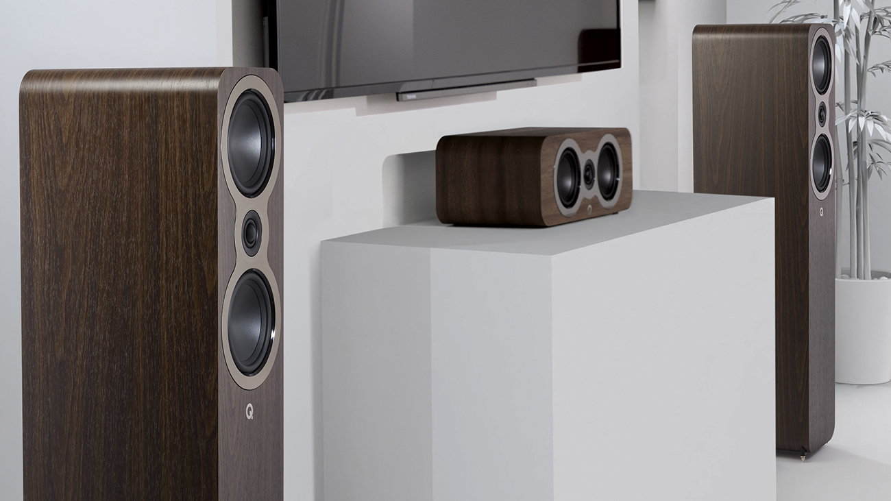 Q Acoustics 3040c zemin tipi hoparlörler ve merkez hoparlör