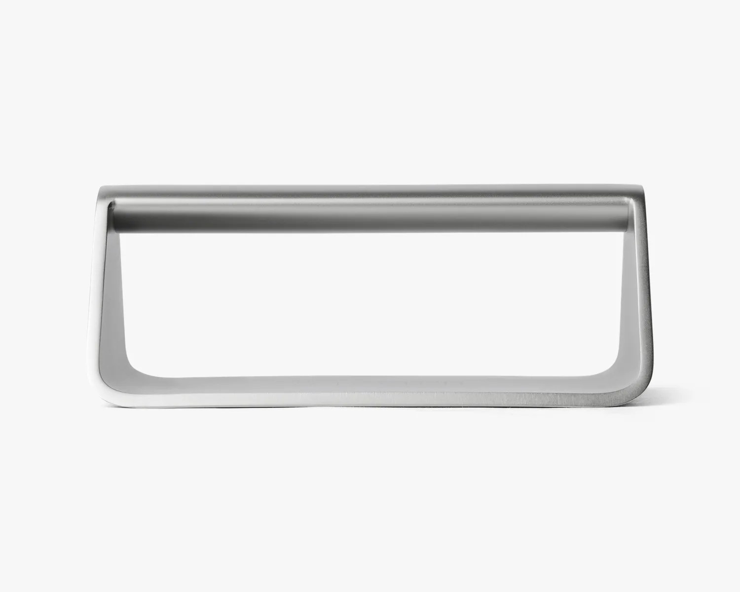 Rectangular stainless steel paper towel holder with a horizontal bar on top.