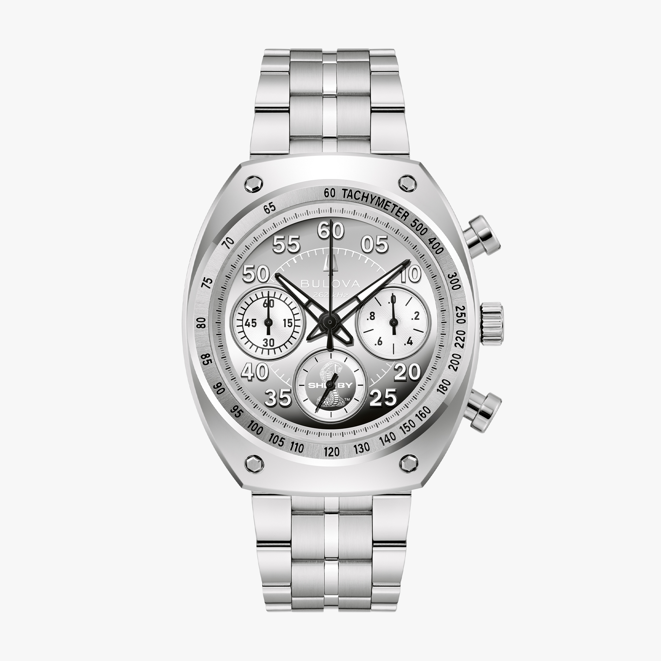 Çelik bilezikli, Shelby logolu Bulova Shelby Racer Chronograph saat